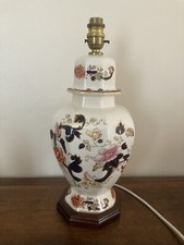Vintage Mason's Blue Mandalay Ironstone Table Lamp 15”