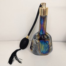 Vintage Iridescent Glass Perfume Atomiser Bottle with Bulb and Tassel