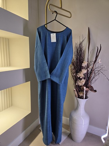 Modest dubai denim blue linen - denim,