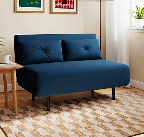 Blue convertible sofa bed - convertible,