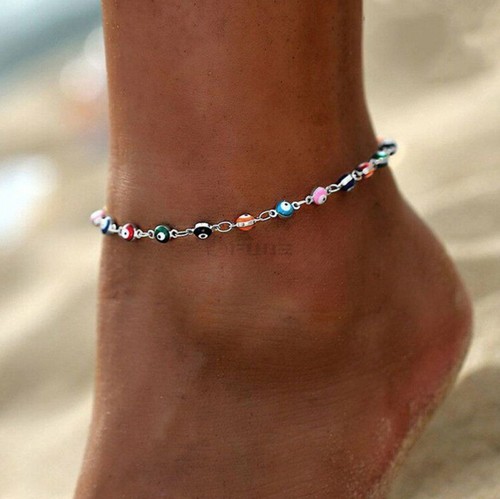 Evil eye anklet colourful - evil,