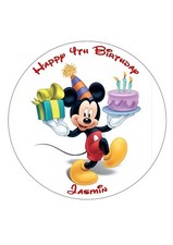 MICKEY MOUSE EDIBLE BIRTHDAY CAKE TOPPER 7.5" ROUND