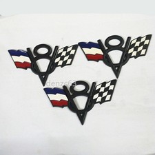 3x Matte Black V8 France Flag