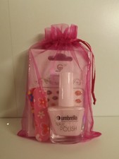 Nail varnish & Nail sticker gift set in organza bag - pink / white - NEW