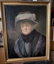 Antique signed  Victorian Oil on Canvas Portrait of a Lady,20C, framed ,dated 