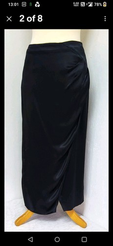 Black satin wrap skirt - black,