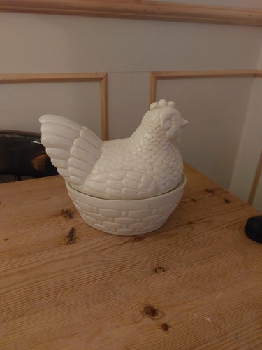 Ceramic white chicken egg