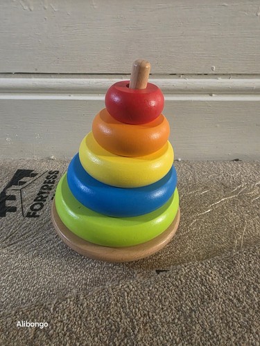 Wooden rainbow stacking rings - stacking,