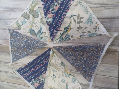 Vintage fabric bunting - vintage,