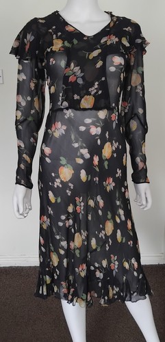 Vintage 30s floral chiffon - vintage,