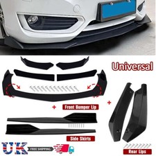 Universal Side Skirt+Rear Lip+Front Bumper Body kit Spoiler Splitter Gloss Black
