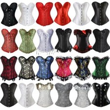 Women Waist Trainer Burlesque Basque Tops Lace Up Costume Boned Overbust Corset