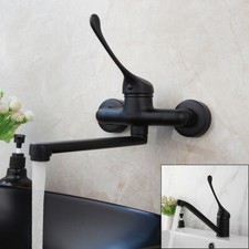 Black Medical Faucet Long Handle Bathroom Mixer Faucet Hospital Arm Touch Taps