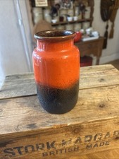 Vintage Red & Black Shaded West German Pottery Vase - Great!