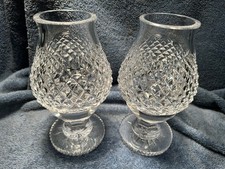 2 WATERFORD CRYSTAL ALANA 7 1/4 INCH HURRICANE LAMPS BOTH ARE ABSOLUTELY PERFECT