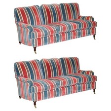 PAIR OF GEORGE SMITH CHELSEA SIGNATURE SCROLL ARM SOFAS HOWARD & SON'S MODEL