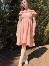 Vintage 1980s Prom Dress Peach
