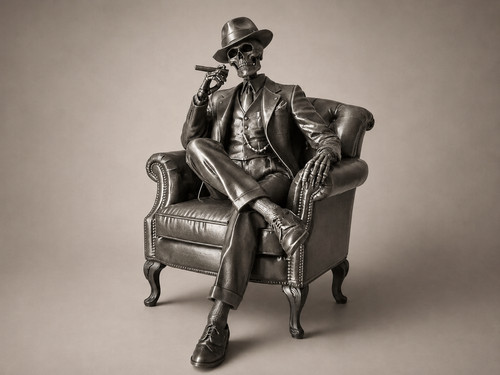 Gentleman skeleton statue - gentleman,