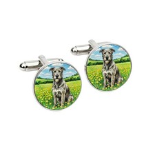 Irish Wolfhound Dog Cufflinks – Handmade Artwork Gift Boxed – Dog Lover Present