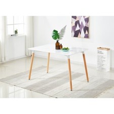 Halo White Dining Table Retro Design DA DS White Wood Legs Office Lounge Room