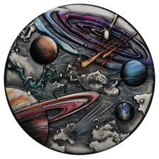 2024 5oz Universe Starry Sky and Planets Antiqued Coloured Coin