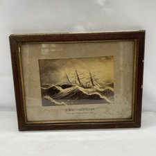 Royal Navy ironclad warship, HMS Achilles, in a gale Framed Picture