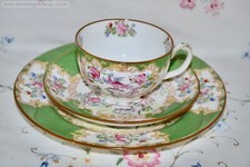 FABULOUS Antique Minton Tea Set Fine China Green Cockatrice 4863 Trio Cup Plate