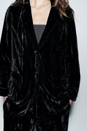 Zara black velvet blazer - velvet,