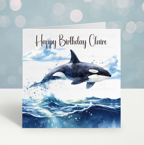 Orca whale birthday card - orca,