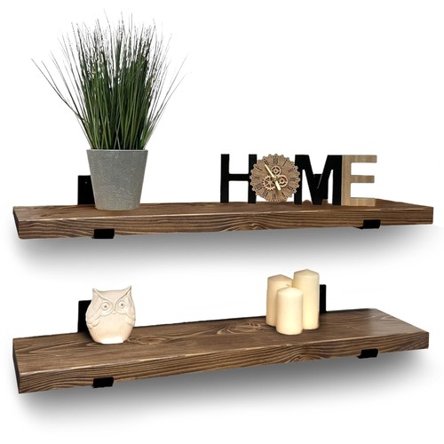 Rustic wooden floating shelves - rustic,