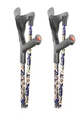 Pair  Pepe - Folding Crutch for Adults Open Cuff Blue  Floral P10016