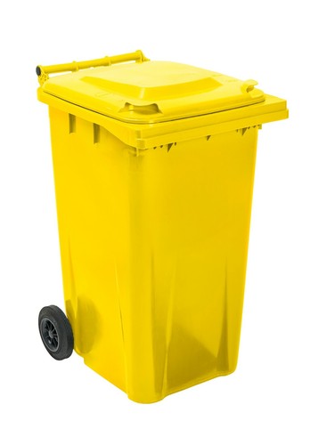Yellow 240 litre wheelie bin - yellow,
