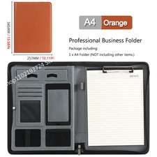 ‌A4 Leather Zipper Portfolio
