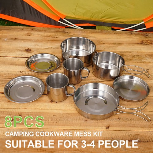8pcs camping cookware - camping, kit