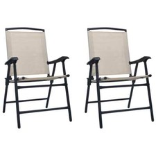 Folding Garden Chairs 2 pcs Texilene Cream vidaXL