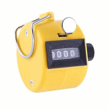 1 x New 4 Digit Hand Tally Counter Manual Clicker Yellow Palm Golf 
