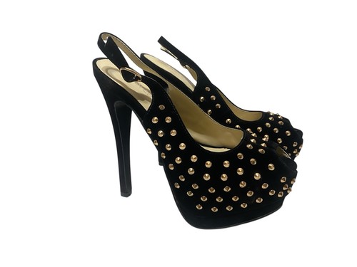 Ladies black suede stiletto - ladies, pu