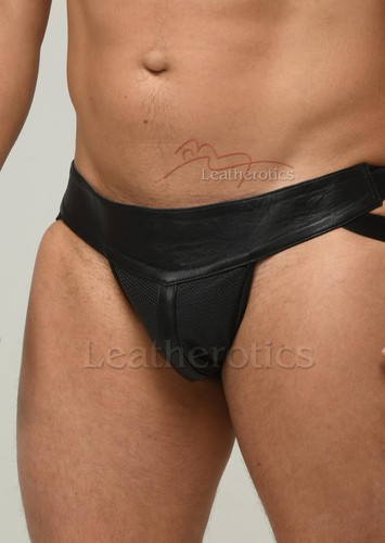 Mens real leather jock pouch - real,