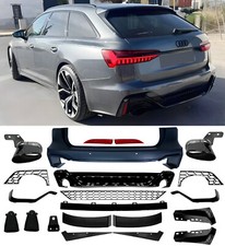 REAR BUMPER BODY KIT BLACK TIPS RS6 STYLE PRIMED FOR AUDI A6 C8 AVANT ESTATE