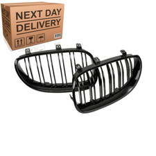 2x Gloss Black Front Hood Kidney Grille Grill For BMW E60 E61 5 Series M5 Hruglx