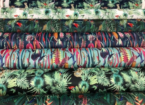 Tropical printed velvet fabric - printed,