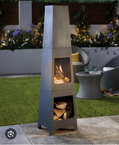 Aldi steel chimenea square - -,