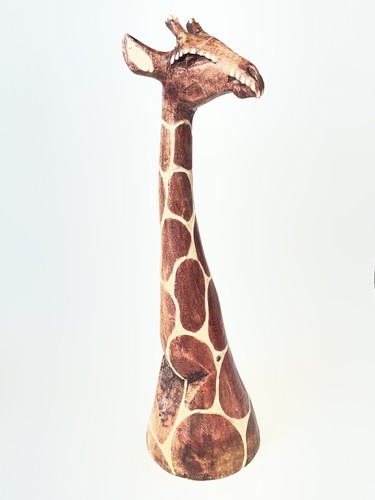Hand carved wooden giraffe - carved,