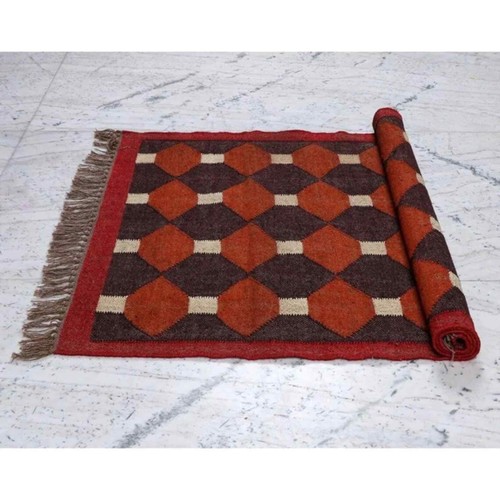 Wool kilim jute rug - wool,