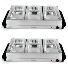 2 x Buffet Warmer 300W Food Server Hot Plate 3 Tray 2.5L Adjustable Temprature