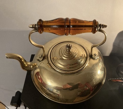 Vintage brass footed teapot - footed,