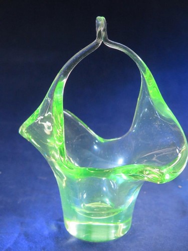 Vintage uranium glass basket - vintage,