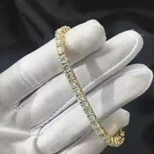 8.16CT Round Lab Grown Diamond Women's Wedding Tennis Bracelet 14K Yellow Gold