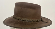 The Swagman Genuine Cowhide Men’s Sz L Aust. Cowboy Rancher Brown Leather Hat GC