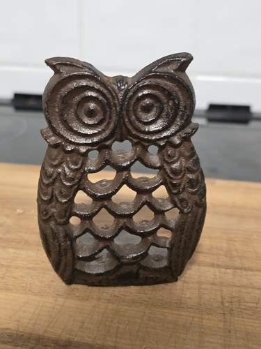 Rustic brown owl cast iron - owl,